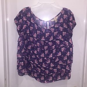 Pink and purple extra large floral blouse